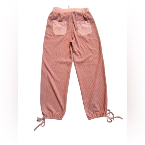 POL ~ Two-Toned Pink Waffle Design Drawstring Pants w/Back Pockets size S - Picture 6 of 8